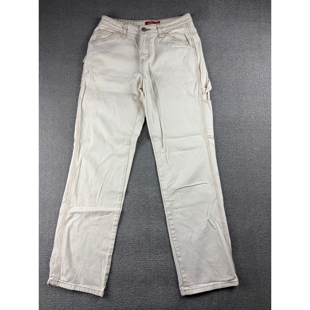 Dickies Carpenter Pants Women 1/25 Beige Relaxed Cotton Work Streetwear Skater